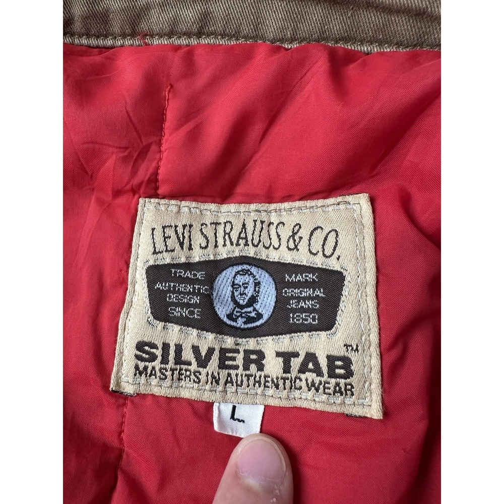 Mens 1990s Levis SilverTab Denim Bomber Jacket Blue, Size L - Picture 5 of 11